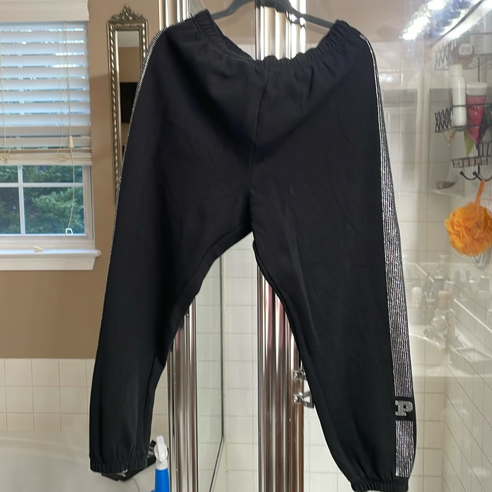 Black Victoria Secret Jogger Suit with Bling, excellent condition.